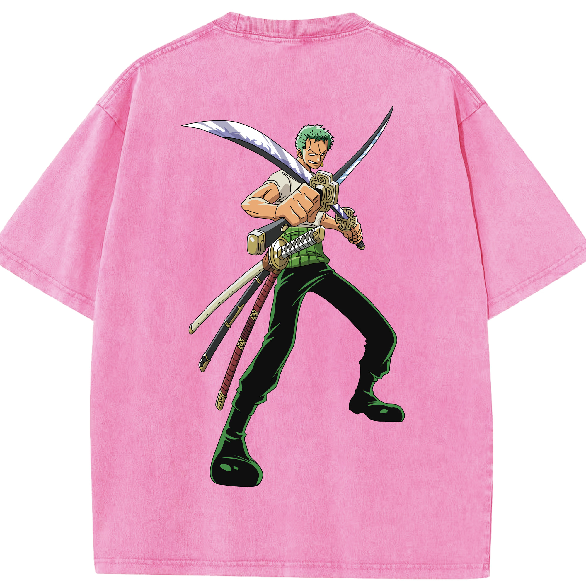 ワンピース ロロノア・ゾロ ONE PIECE Roronoa Zoro 綿100% ヴィンテージ風 半袖Tシャツ（背面プリント）